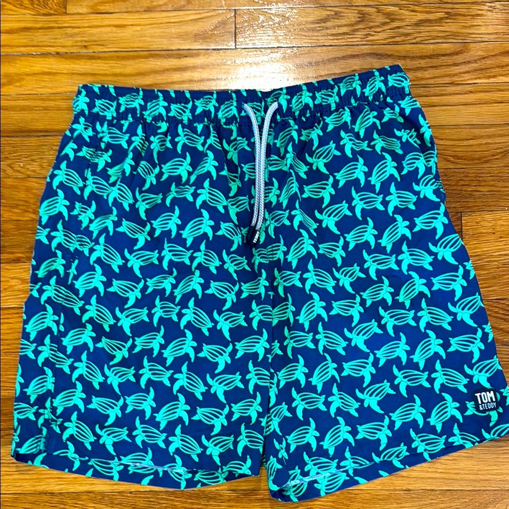 Blue and Green Turtle Print Swim Trunks - XL - New without Tags